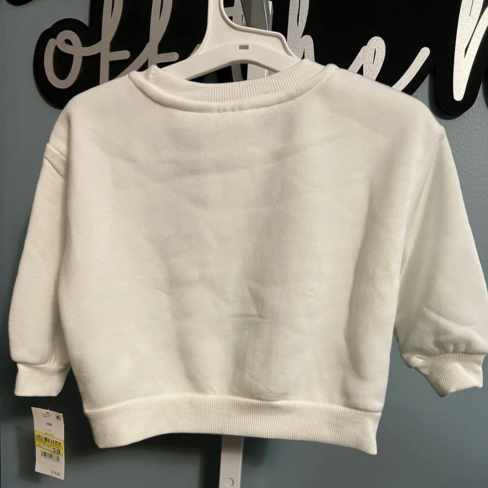 Disney Junior Minnie Mouse Tulle Leopard Bow Cream Sweatshirt NWT